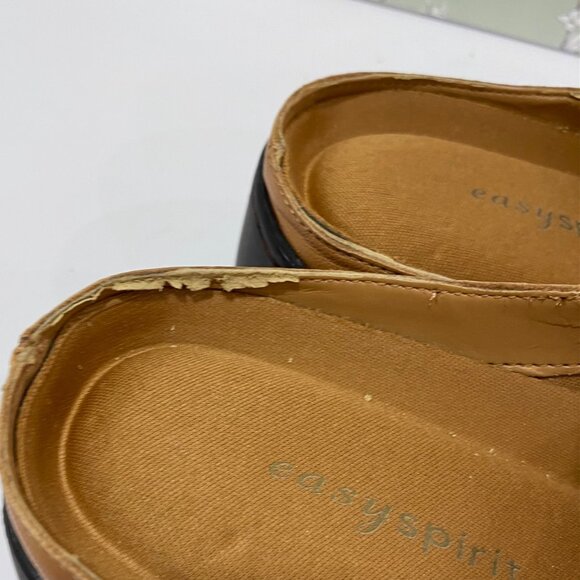 easySpirit Damaras leather Mules NWOT Caramel colored Women S 8.5 Gold accents - Picture 10 of 11